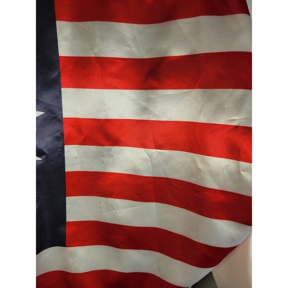 VTG USA Flag Satin Bomber Jacket Mens MEDIUM LARGE Kim Baker Design White - Picture 11 of 12
